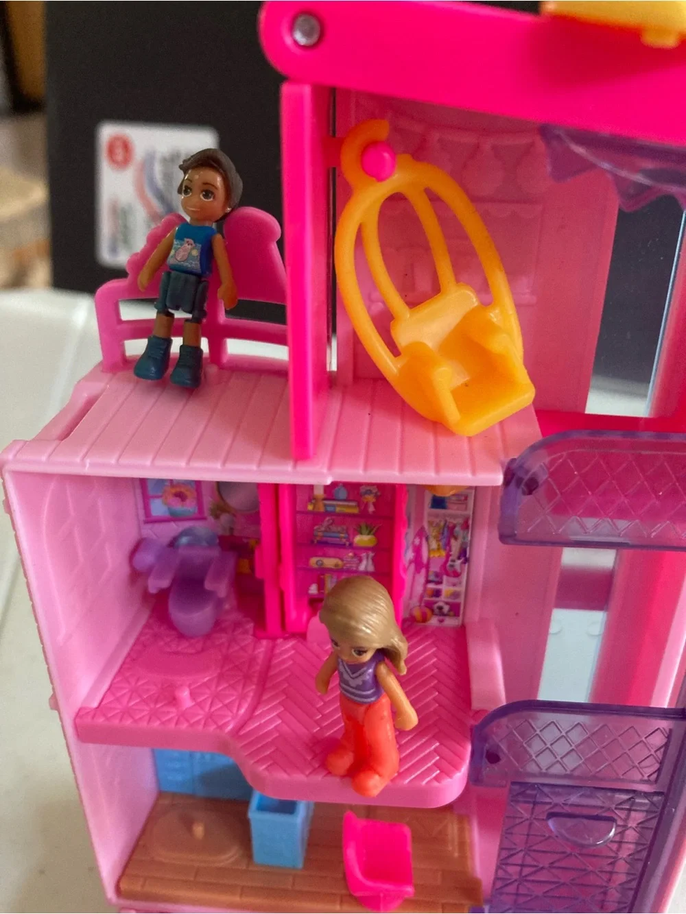 Poly Pocket Barbie Dream House Mini Playset Compact Dollhouse - Pink Mattel